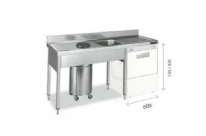 Plonge inox 1 bac et vide dchets avec espace pour lave vaisselle 1800mm